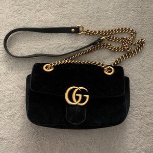 GUCCI Velvet Matelasse Shoulder Bag